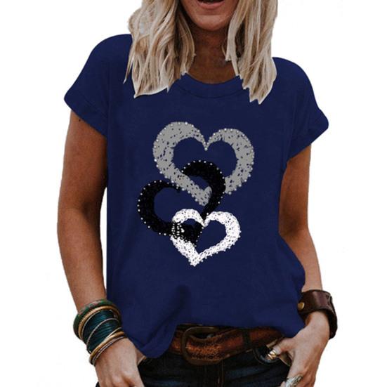 Футболка для девочек с круглым вырезом и короткими рукавами, устойчивая к царапинам, повседневный пуловер с забавным принтом в виде сердца, уличная одежда