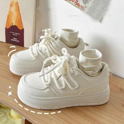 Модные Милые Повседневные Самые Продаваемые Белые Массивные Кроссовки, Дизайн на Шнуровке, Идеальны для Повседневной Носки в Кампусе