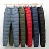 Plus Size Women Men's Down Pants Winter High Waist White Duck Down Warm Straight Female Casual Trousers