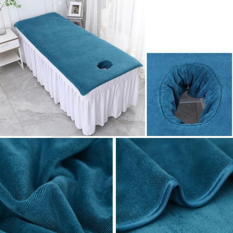 1PC Beauty Salon Bed Sheets SPA Massage Bed Cover Solid Color with Hole Thickened Velvet Towel