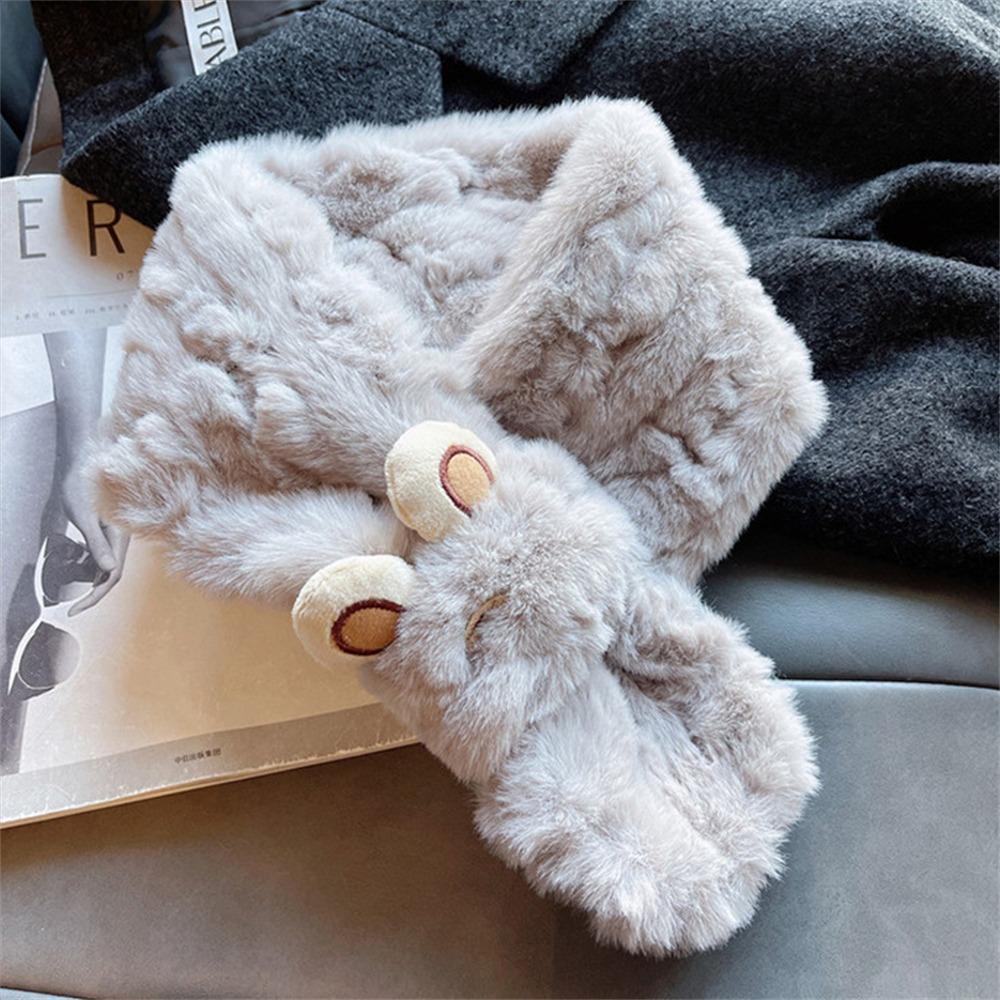 Thicken Warm Cross Scarves Faux Fur Neck Wrap Scarf Cute Shawl Winter