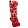 16CM Sexy Women Cross-strap High-tube Sandals Lace-up Peep Toe Hollow Roman High-heeled Sandals Party Cosplay Shoes