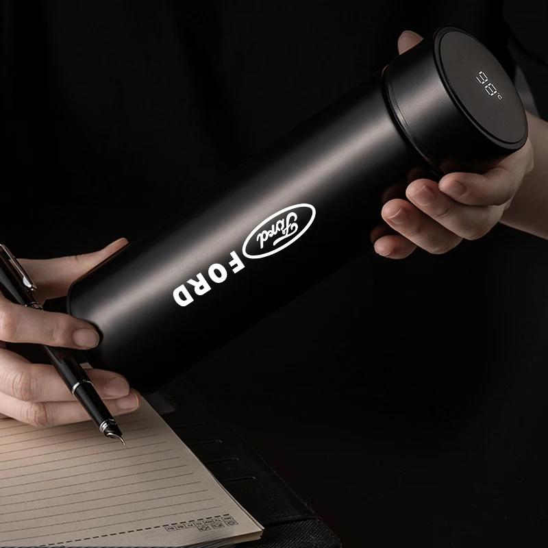 Car Sticker Hot For Ford Car Insulated Cup 500ml Water Cup Coffee Tea Thermos For Ford S MAX Ranger Focus Fiesta Mondeo Kuga Mus