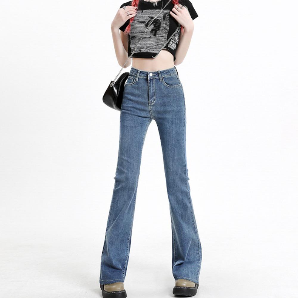 American Retro Niche Design High Waist Micro-flared Jeans High Waist Spring and Summer New High and Thin Trousers