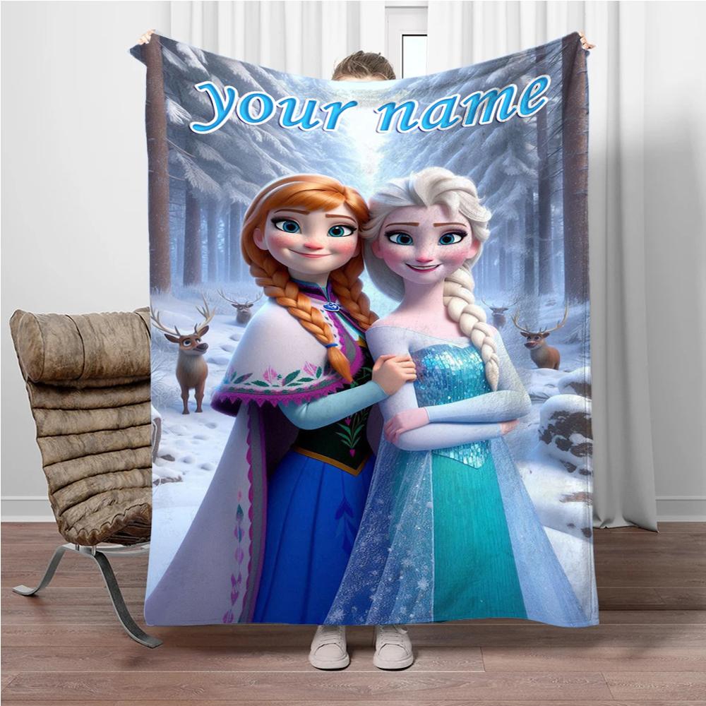 Персонализированное именное одеяло, Disney Cartoon Frozen Princess Elsa, теплые одеяла для взрослых и детей и удобные одеяла