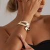 Chunky Punk Exaggerated Gold Plated Color Wide Leaf Large Opening Bracelet for Women Girls Daily Party Metal Jewelry
