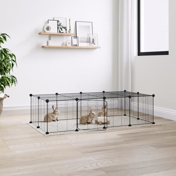 3114058 vidaXL Pet Cage with 20 Panels and Door Black 35x35 Cm