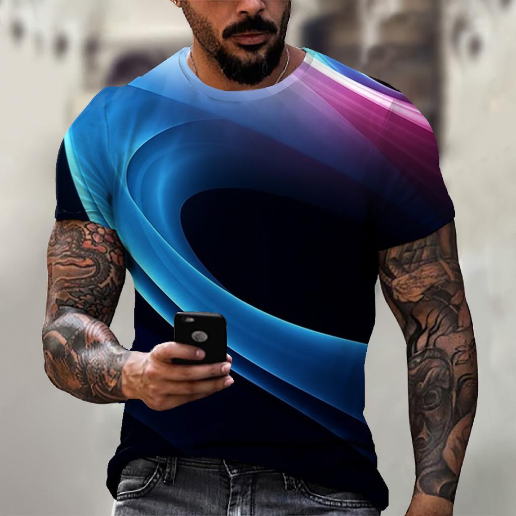 Мужская футболка с коротким рукавом и принтом, летняя круглая шея, трендовая повседневная толстовка