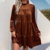 Women's Long-sleeved Dress, New Solid Color Velvet Elegant Dress