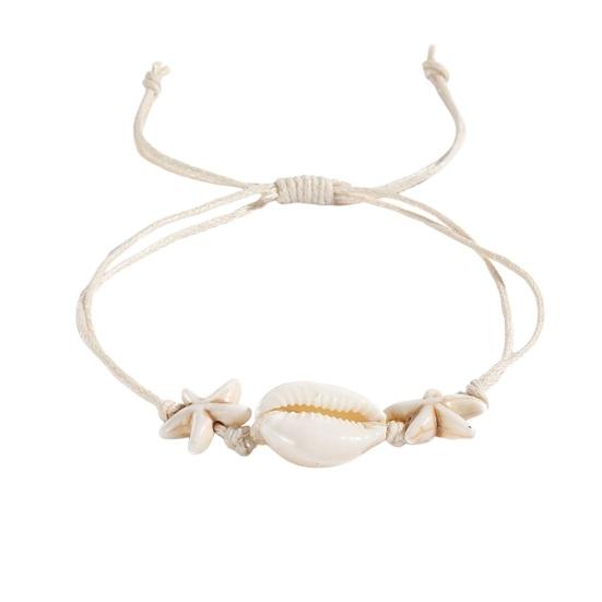 Women Shell Bracelet Starfish Pendant Braided Adjustable Tassel Beads Bohemian Style Vacation Beach Bracelet Lady Jewelry