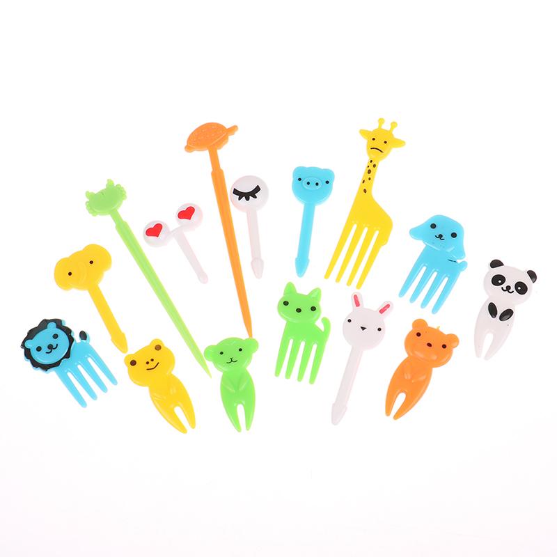 52Pcs Mini Cartoon Animal Fruit Fork Children Dessert Fork Party Decoration