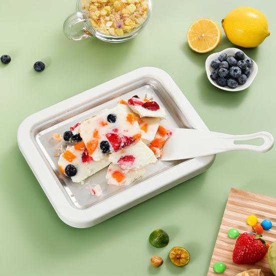 Stainless Steel Ice Cream Roll Maker DIY Freezing Yogurt & Sorbet Machine Non-Electric Home Dessert Maker