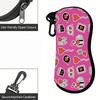 Cute Pink Heart Pattern Soft Sunglasses Case,Portable Valentine Theme Eyewear Pouch,Lightweight Protective Spectacle Bag for Daily Travel Gift