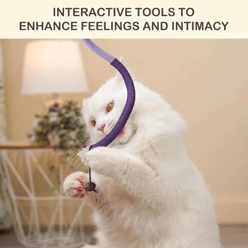 Cat Toys Cat Bite Rope Toy Refillable Natural Catnip Interactive Toys Kitten Teeth Cleaning Chew Toys Bite Rope for Dental Care