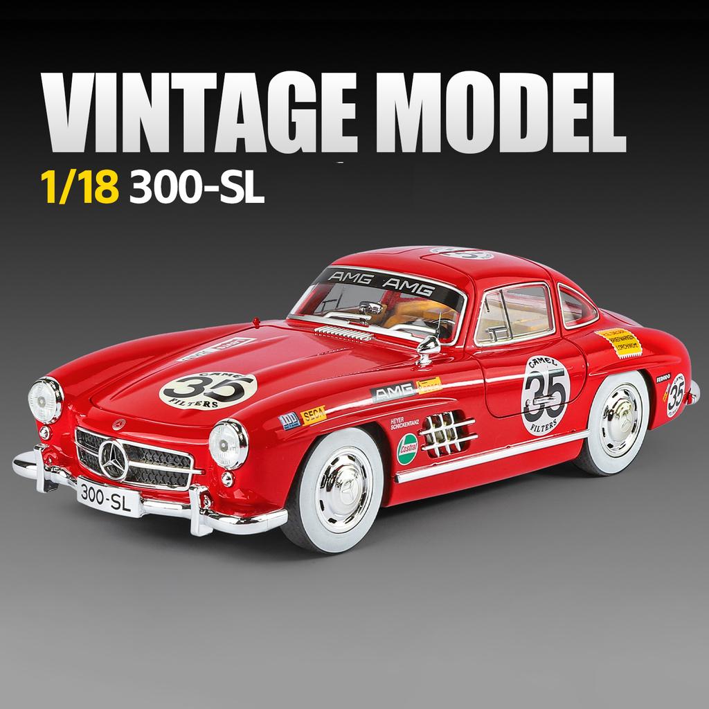 EFVAK1 NEW 1:18 Benzs 300SL Alloy Car Model Sound and Light Pull Back Children's Toy Collectibles Birthday Gift