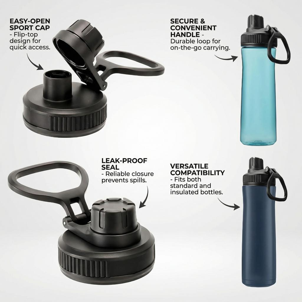 Water Bottle Lid Replacement 24oz 32oz 40oz Tumblers Universal Fit BPA Free Leak Proof Dust Proof Seal Replacement Lids for Gym Travel Bottle Cap
