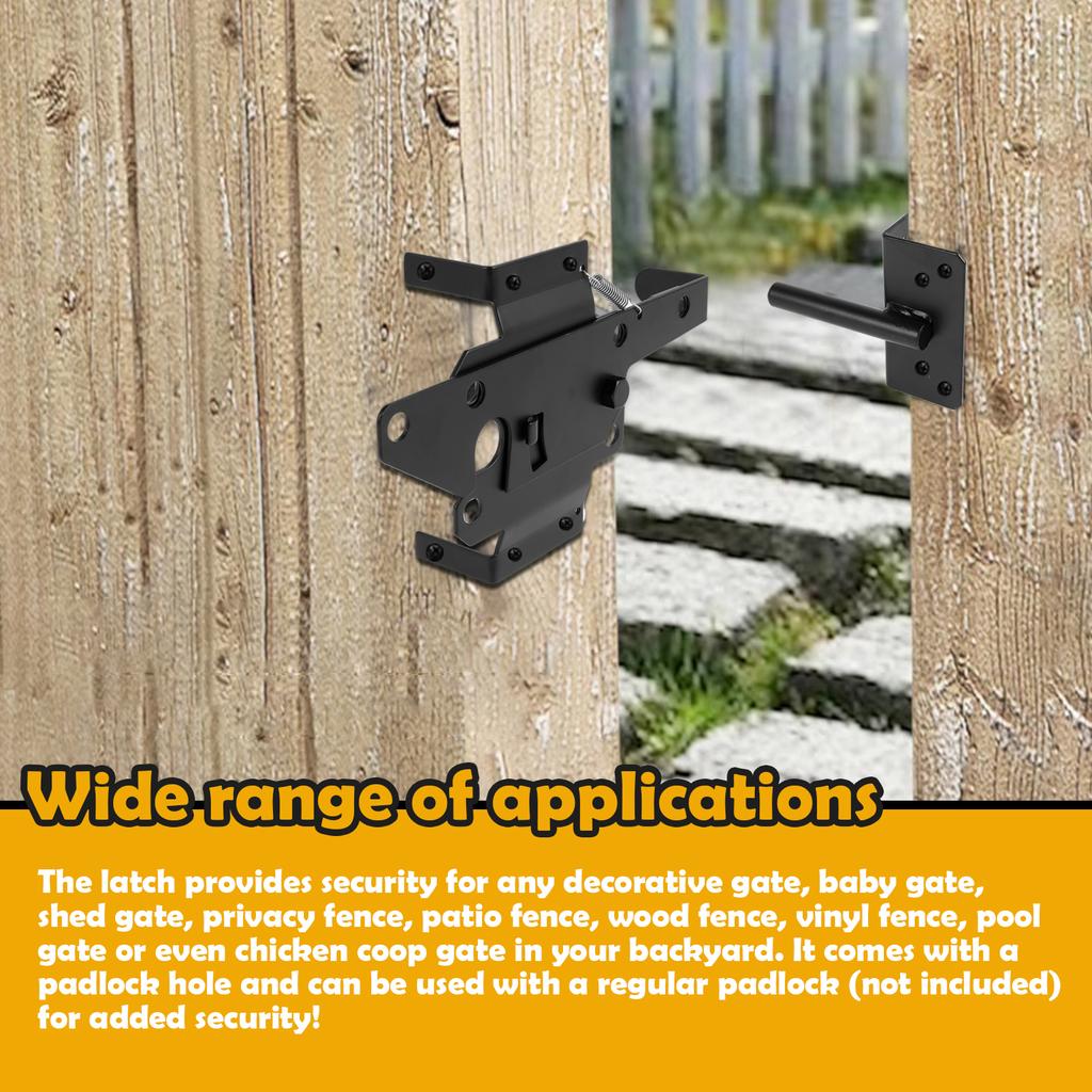Universal Self-Locking Gate Latch Iron Rustproof Fence Gate Latch with Screws Practical Automatic Fence Latch for Yard Garden