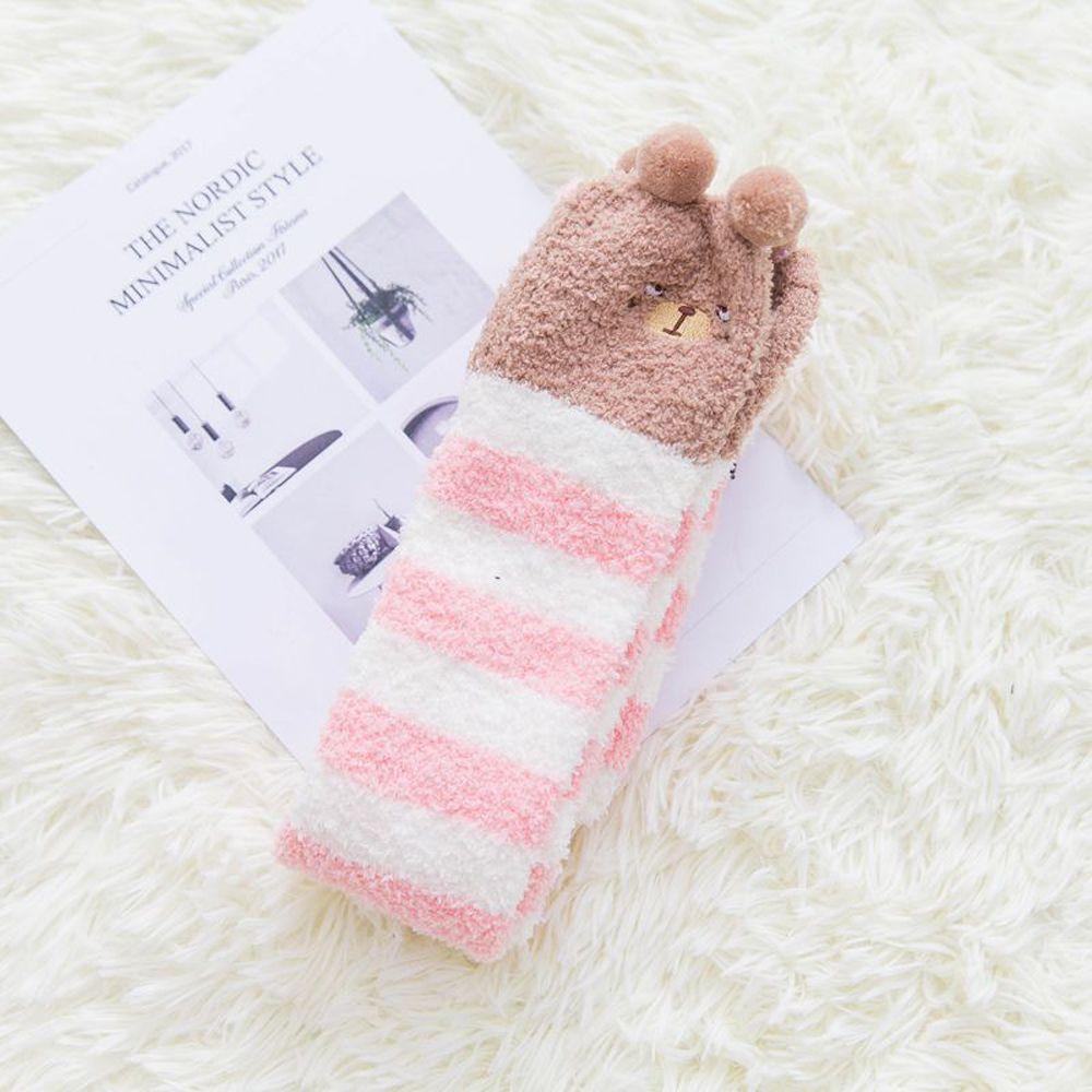 Bear Autumn Winter Women's Fashion Stockings Floor Socks Coral Fleece Socks Sleep Sock
