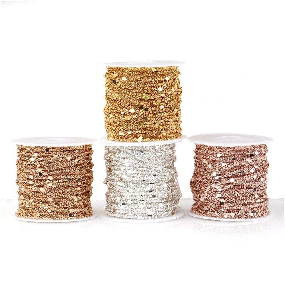 Gold Silver Copper Cable Necklace Components Craft DIY 2M Sequins Chain Findings Jewelry Making