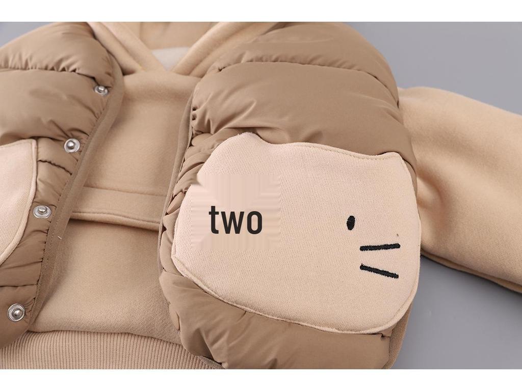 2025 Детский хлопковый трехпредметный комплект на флисовой подкладке – Модный зимний жилет и наряд для мальчиков