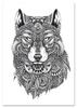 Poster Black and White Wolf Sketch Illustration
