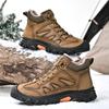 Зимние мужские уличные ботинки из натуральной кожи, теплые ботильоны для мужчин, рабочие ботинки ручной работы, высокие повседневные походные ботинки