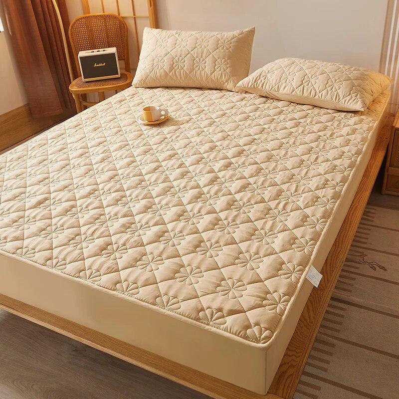 Водонепроницаемый комплект постельного белья из 3 предметов с тиснением, хлопковая простыня и наволочка, антиклещ, антибактериальный чехол для матраса