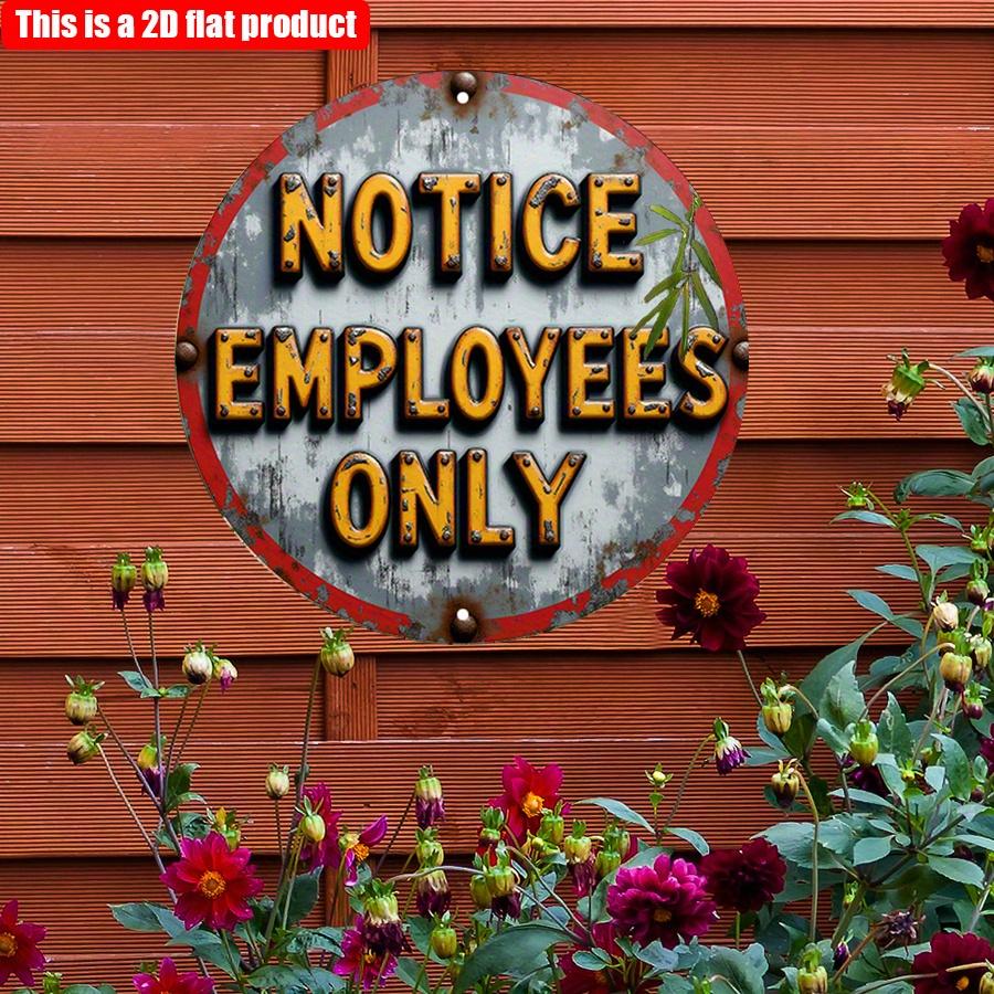 2D Flat 20*20cm1pc Notice Employees Only Warning Round Company Sign, Orange&gray Vintage Wall Art Pendant, Weathered Surface Design Warning Plate