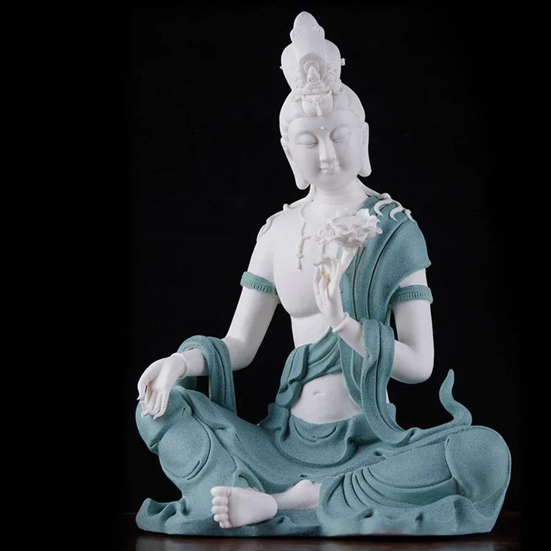 Керамическая скульптура Цзин Сы Гуань Инь. Крупногабаритная трехмерная скульптура ручной работы. Высококачественные аксессуары для украшения дома.