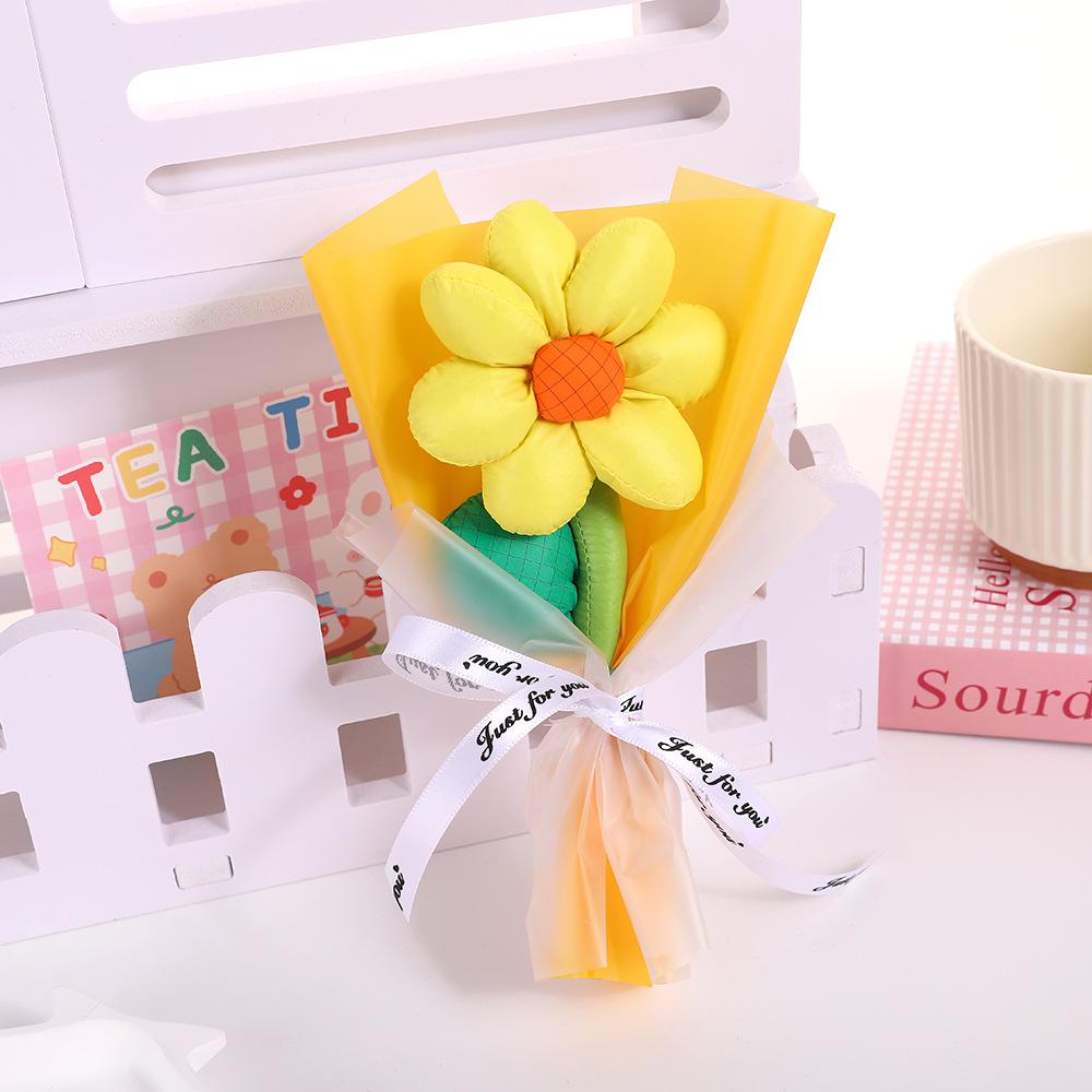 1 комплект из мультяшных цветов из ткани с семью лепестками, букет подсолнухов, праздничные подарки, один букет, подарки на день рождения, 5 цветов