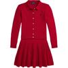 Polo Kids FW24 Solid Color Cable Knit Pattern Two-Piece Dress Set Kids Dress Red CWPO2STG2U20015-600