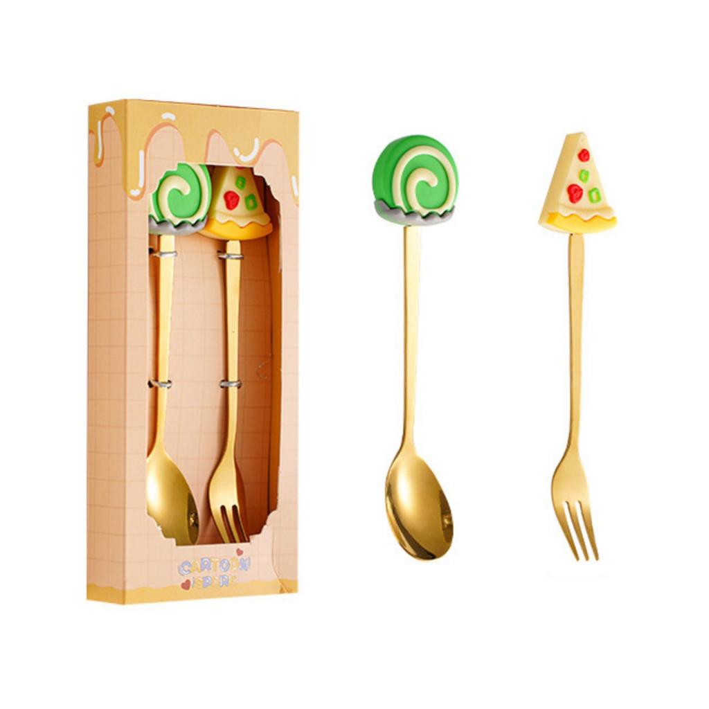 Набор столовых приборов из нержавеющей стали, ложка, вилка, креативная мультяшная ложка для торта, кофейная ложка, десертная вилка для фруктов, подарочный набор в коробке