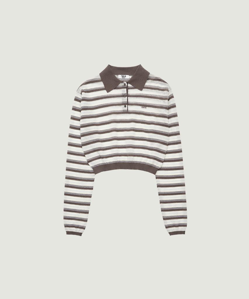 GROVE Esther Stripe Collar Knit (Brown)