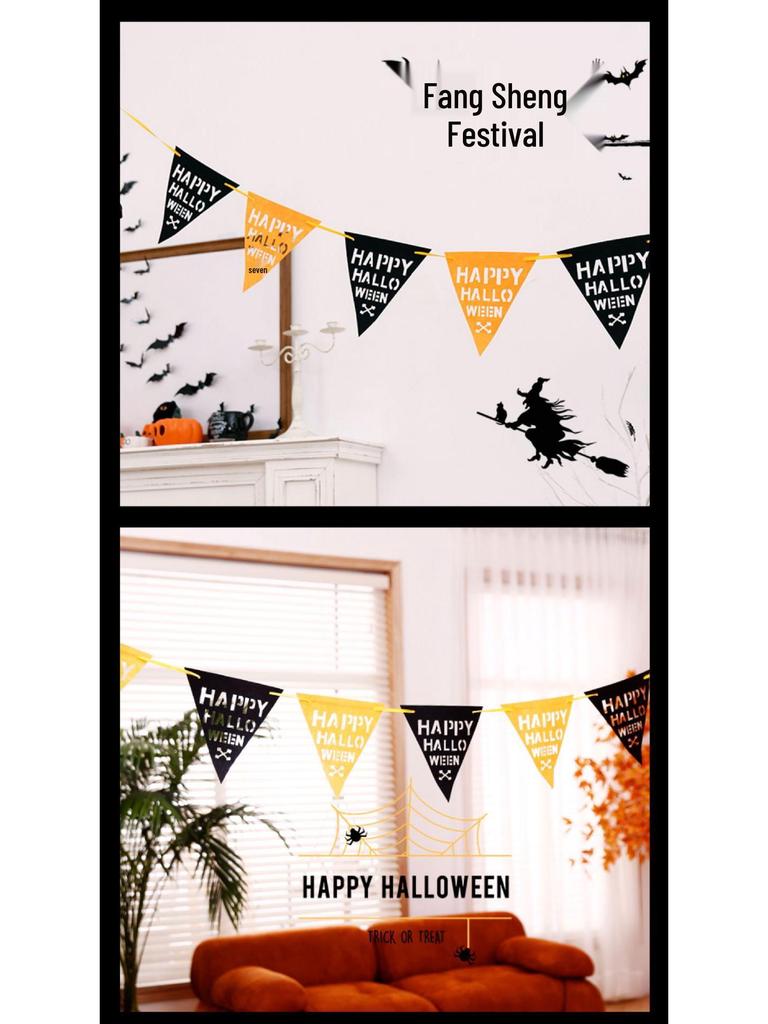 Halloween Pumpkin Lantern Hanging Flag Ornament for Bar or Door Decor Scene Props