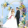 Metal Arch Backdrop Stand 4ft/5ft/6ft/6.6ft Gold Wedding Arch Stand Frame Flower Balloon Photography Arched Frame for Ceremony Birthday Party Baby