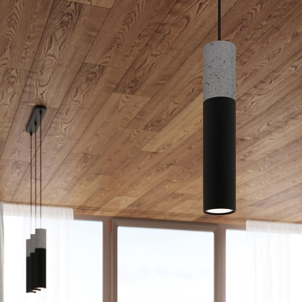 Lampa Wisząca Borigio 1 Gu10 Czarny Beton Sollux Sl.0650