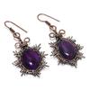 Amethyst Earrings, 999 Copper Wire Wrapped Gemstone Jewelry, Handmade Earrings Amazing Jewelry, Gift For Her
