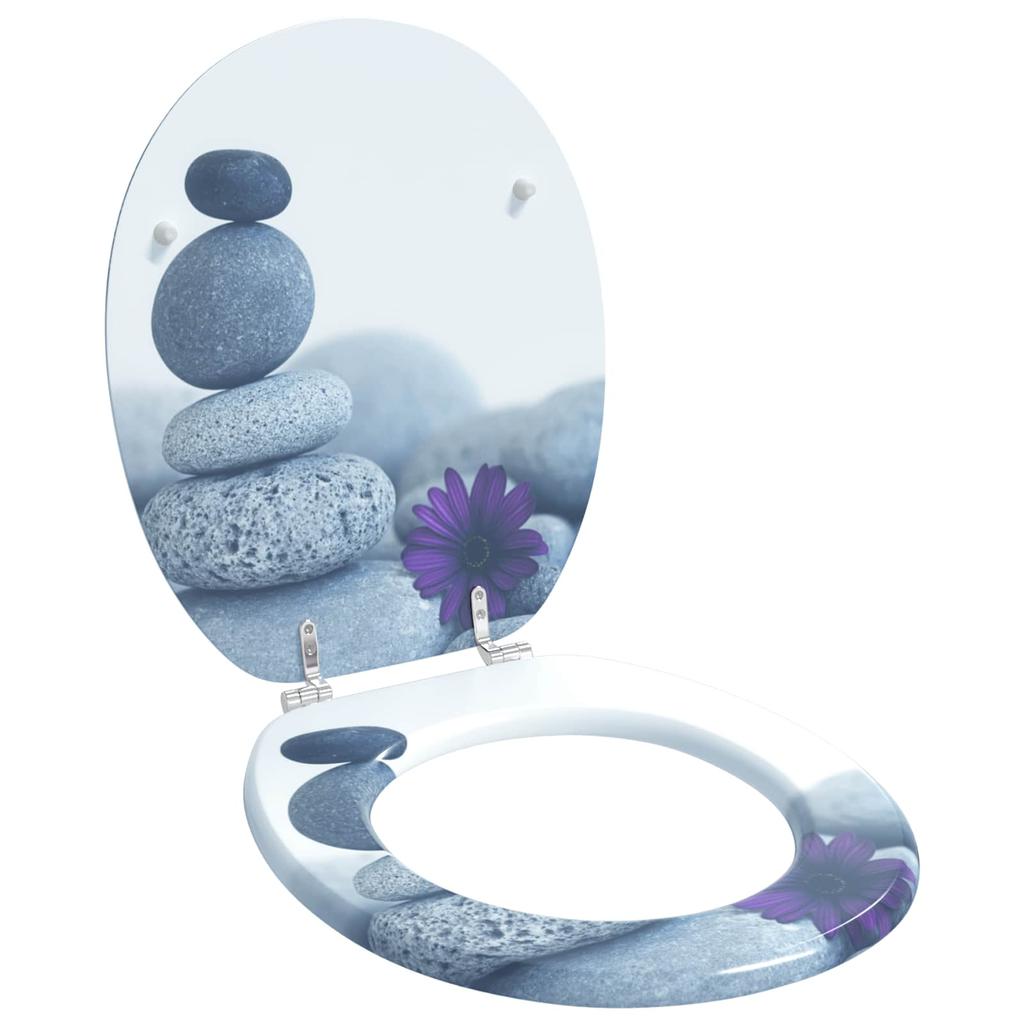 Soft Close Toilet Seat Gray 44 x 38 cm MDF Board