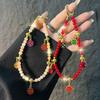 Chinese Style Phone Chain Handmade Beaded New Year Phone Strap Wrist Hanging Car Key Chain Pendant String for Women