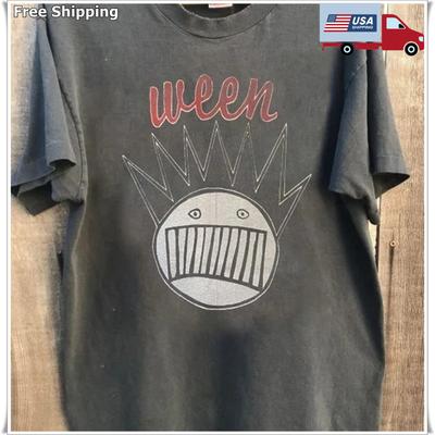 Футболка с принтом группы WEEN, Ween Графическая хлопковая унисекс футболка Угольный цвет Размер S-5XL