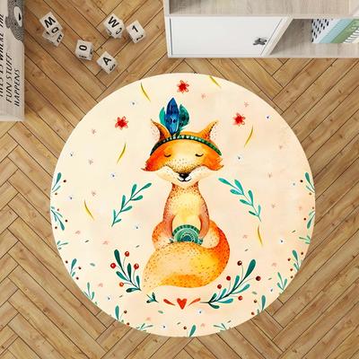 Круглый коврик с изображением лисы и животного, круглый коврик с милой маленькой коалой для детской комнаты, коврик для детской комнаты, нескользящие круглые коврики со звездным слоном
