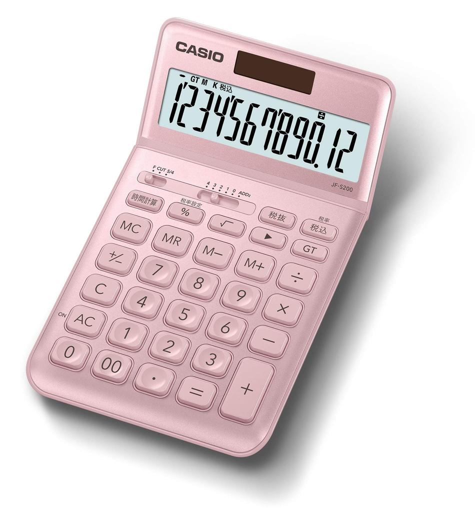 Casio Stylish Light 12 Just Calculator, Pink, Digits, Type, JF-S200-PK-N