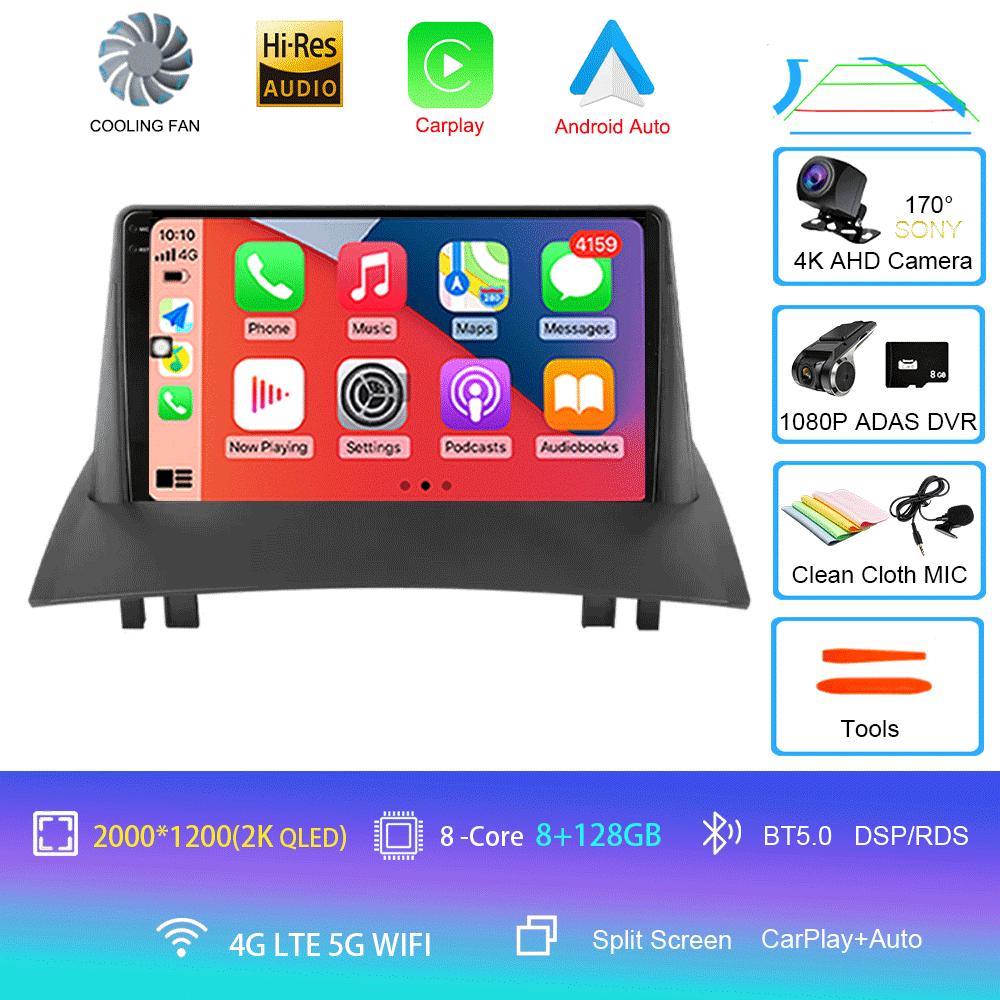 Android 14 2 Din автомобильное радио для Renault Megane 2 2002-2009 Мультимедийный видеоплеер Навигация GPS стерео головное устройство