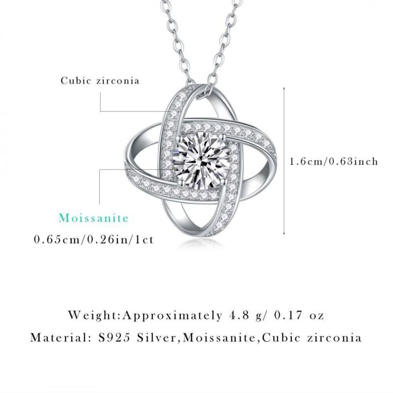 Moissanite Pendant Necklace Clavicle Chain Fashion Jewelry Women