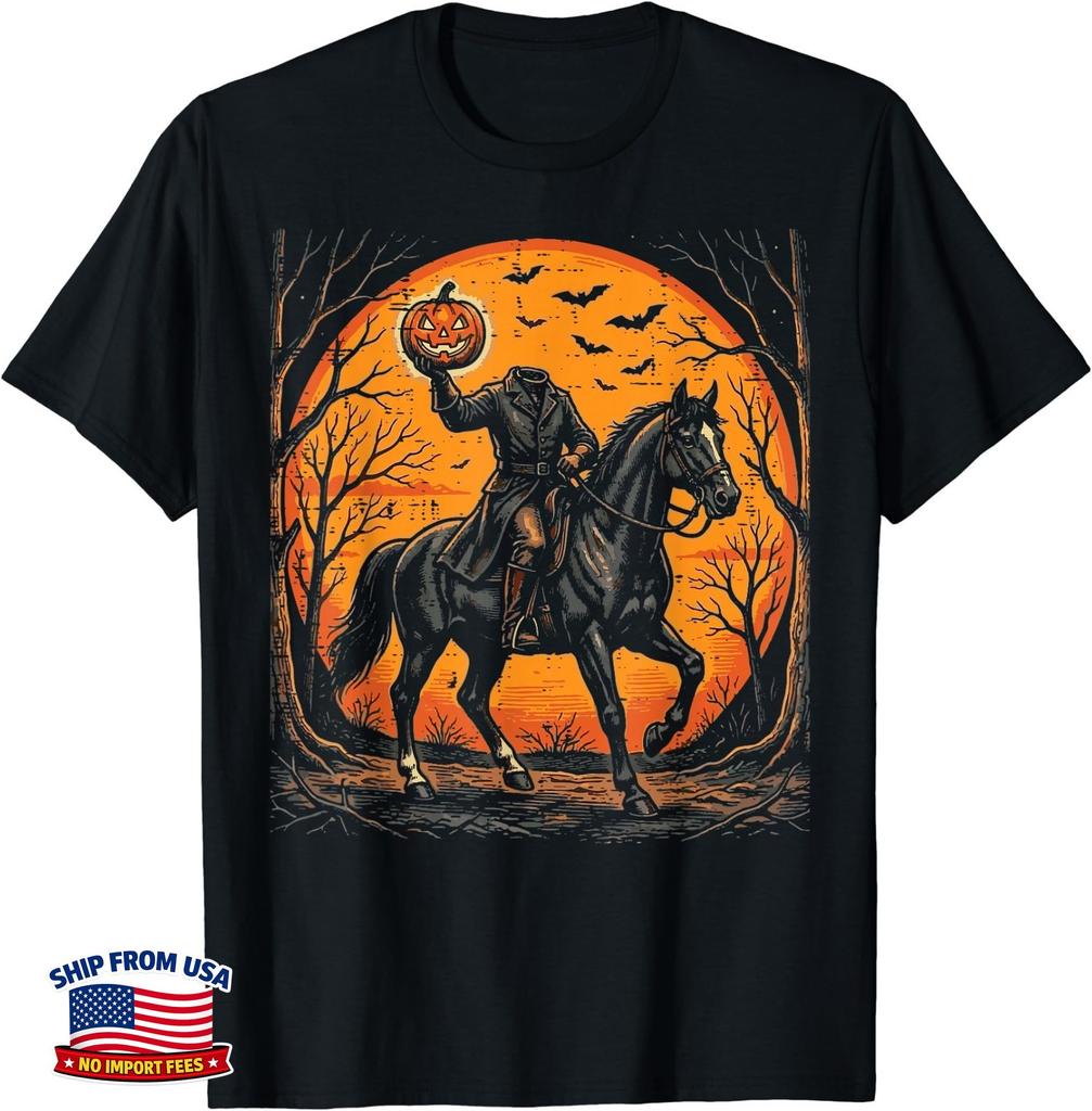 Headless Knight On Horse Pumpkin Halloween Costume Men Women T-Shirt