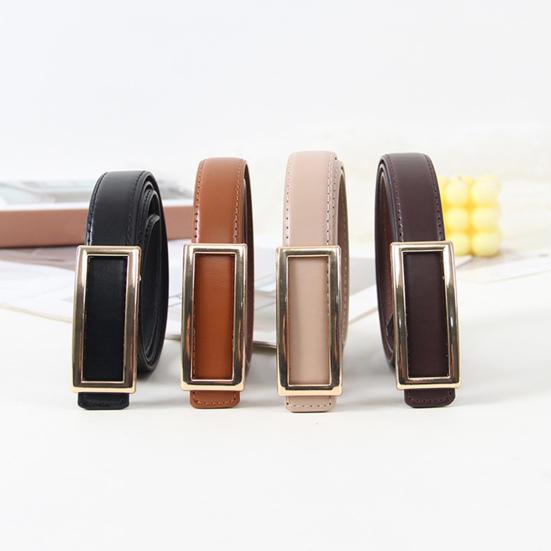 Женский модный ремень из искусственной кожи с прямоугольной пряжкой, однотонный пояс для брюк, джинсов, универсальный аксессуар для платьев, рубашек, топов