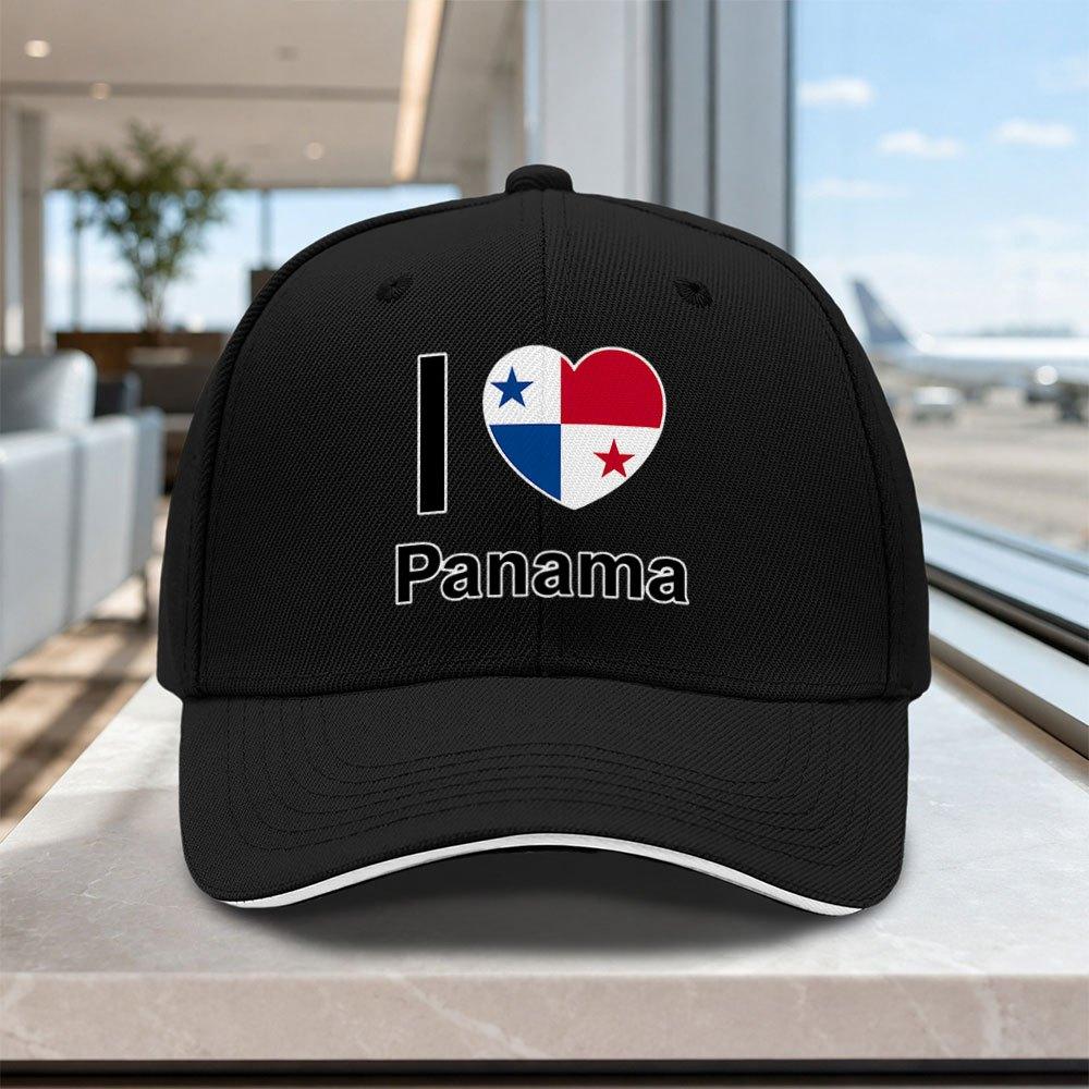 Panama Flag Heart Adjustable Baseball Cap Lightweight Unisex Printed Hat for Outdoor Weddings Parties
