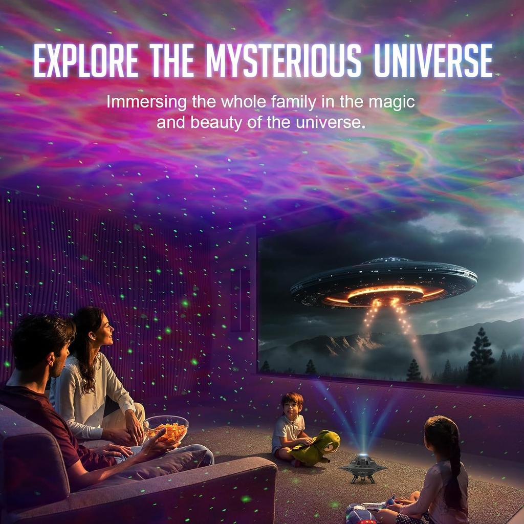 Проектор НЛО Галактика Планетарий Звездный проектор Светодиодные огни Ночник для спальни Потолок Звездная туманность Декор Взрослые Дети Подарки