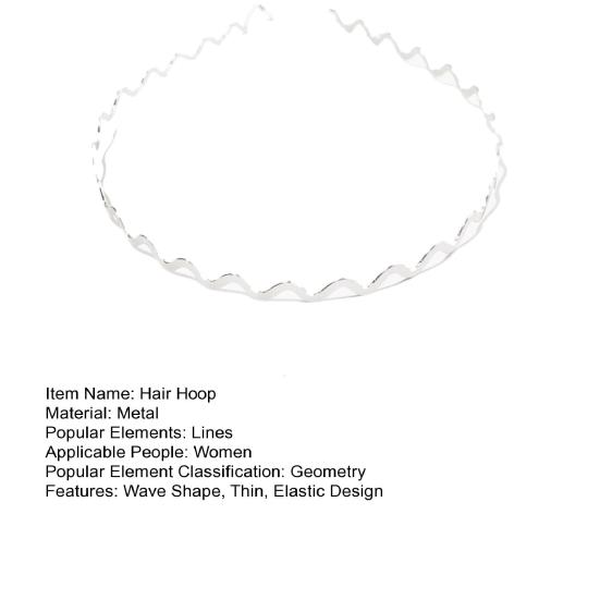 Women Metal Headband Geometry Wave Shape Hair Hoop Non-Slip Elastic Design Bang Hairband Hair Accessories