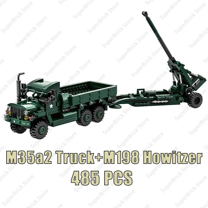 2024 Военный Хамви Бронированный Транспорт M35a2 Грузовик Зенитно-ракетная установка Модель Автомобиля Наборы Строительных Блоков Горячие Кирпичики Игрушки для Детей